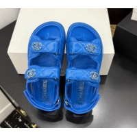 Pretty Style Chanel Lambskin Leather Strap Flat Sandals with Chain CC CH030614 Sky Blue 2026