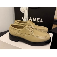Luxury Cheap Chanel Shiny Calfskin Leather Laced-up Shoes CH030615 Beige 2026