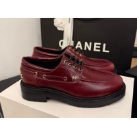 Stylish Chanel Shiny Calfskin Leather Laced-up Shoes CH030615 Red 2026
