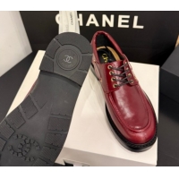 Stylish Chanel Shiny Calfskin Leather Laced-up Shoes CH030615 Red 2026