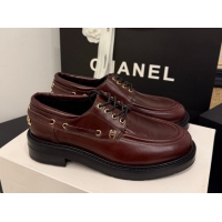 Hot Style Chanel Shiny Calfskin Leather Laced-up Shoes CH030615 Dark Brown 2026