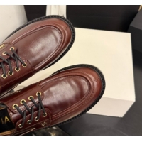 Hot Style Chanel Shiny Calfskin Leather Laced-up Shoes CH030615 Dark Brown 2026