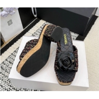 Good Looking Chanel Tweed Heel Slides Sandal with Camellia CH030616 Red/Multicolor 2026