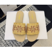 Durable Chanel Bloom Straw-Like Flat Slides Sandal CH030701 Beige 2026