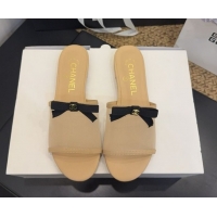 Cheap Price Chanel Mesh Flat Slides Sandal wih Bow G47023 Beige 2026