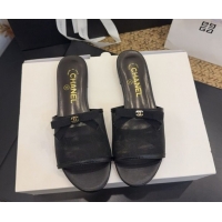 Best Grade Chanel Mesh Flat Slides Sandal wih Bow G47023 Black 2026