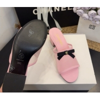 Luxurious Chanel Mesh Heel Slides Sandal wih Bow G47023 Pink 2026