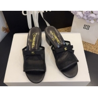 Good Quality Chanel Mesh Heel Slides Sandal wih Bow G47023 Black 2026