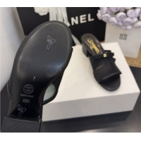 Good Quality Chanel Mesh Heel Slides Sandal wih Bow G47023 Black 2026