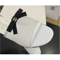 Luxury Cheap Chanel Mesh Heel Slides Sandal wih Bow G47023 White 2026