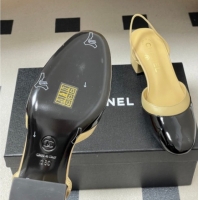 Popular Style Chanel Lambskin & Patent Calfskin Leather Pumps 4.5cm G47175 Beige/Black 2026