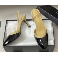 Top Design Chanel Lambskin & Patent Calfskin Leather Pumps 7.5cm G47175 Beige/Black 2026