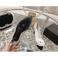 Perfect Chanel Tweed & Patent Leather Pumps 8.5cm with Camellia Bloom CH030704 White 2026