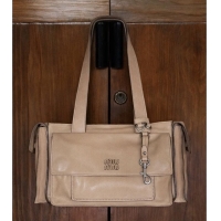 Famous Brand Miu Miu Utilitaire Nappa Leather Shopping Bag 5BG335 Beige