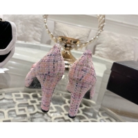 Good Quality Chanel Tweed & Patent Leather Pumps 8.5cm with Camellia Bloom CH030704 Pink 2026