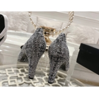 Unique Style Chanel Tweed & Patent Leather Pumps 8.5cm with Camellia Bloom CH030704 Grey 2026