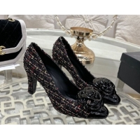 Best Product Chanel Tweed & Patent Leather Pumps 8.5cm with Camellia Bloom CH030704 Black2 2026