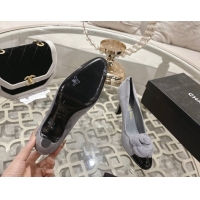 Grade Quality Chanel Suede & Patent Leather Pumps 8.5cm with Camellia Bloom CH030704 Grey 2026