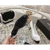 Good Product Chanel Lambskin & Patent Leather Pumps 8.5cm with Camellia Bloom CH030704 White 2026
