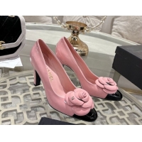 Good Quality Chanel Calfskin Patent Leather Pumps 8.5cm with Camellia Bloom CH030704 Pink 2026