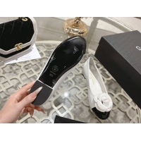 Best Product Chanel Calfskin Patent Leather Ballet Flats with Camellia Bloom CH030704 White 2026