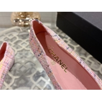 Top Grade Chanel Tweed & Patent Leather Ballet Flats with Camellia Bloom CH030704 Pink 2026