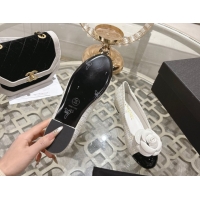 Cheap Price Chanel Tweed & Patent Leather Ballet Flats with Camellia Bloom CH030704 White 2026