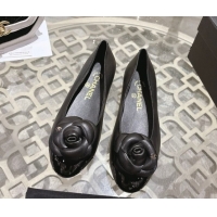 Luxury Chanel Lambskin & Patent Leather Ballet Flats with Camellia Bloom CH030704 Black 2026