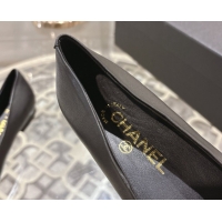 Luxury Chanel Lambskin & Patent Leather Ballet Flats with Camellia Bloom CH030704 Black 2026