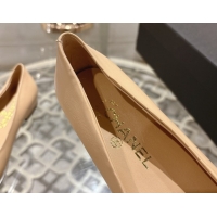 Charming Chanel Lambskin & Patent Leather Ballet Flats with Camellia Bloom CH030704 Beige 2026