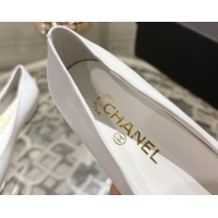 Hot Style Chanel Lambskin & Patent Leather Ballet Flats with Camellia Bloom CH030704 White 2026