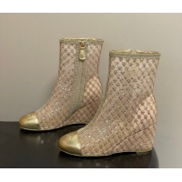 Good Product Chanel Sequins and Mesh Wedge Ankle Boots 7.5cm CH030705 Nude 2026