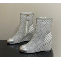 Sumptuous Chanel Sequins and Mesh Wedge Ankle Boots 7.5cm CH030705 Silver 2026