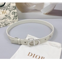 Buy Discount Dior Oblique Leather Belt 3cm with Pearls CD Buckle 0108 White/Silver 2025