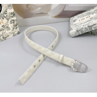 Buy Discount Dior Oblique Leather Belt 3cm with Pearls CD Buckle 0108 White/Silver 2025