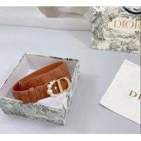 Discount Dior Oblique Leather Belt 3cm with Pearls CD Buckle 0108 Brown/Gold 2025