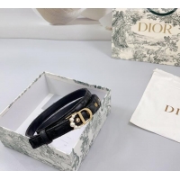 Unique Grade Dior Oblique Leather Belt 2cm with Pearls CD Buckle 0108 Black/Gold 2025