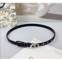 Promotional Dior Oblique Leather Belt 2cm with Pearls CD Buckle 0108 Black/Silver 2025
