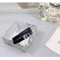 Promotional Dior Oblique Leather Belt 2cm with Pearls CD Buckle 0108 Black/Silver 2025