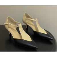 Luxurious Chanel Lambskin Leather Pumps 7.5cm CH030707 Beige/Black 2026