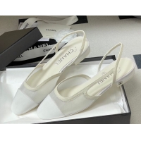 Unique Style Chanel Mesh & Grosgrain Slingbacks Flat G31319 White 2026