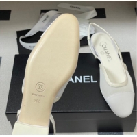 Unique Style Chanel Mesh & Grosgrain Slingbacks Flat G31319 White 2026