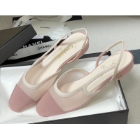Top Grade Chanel Mesh & Grosgrain Slingbacks Flat G31319 Light Pink 2026