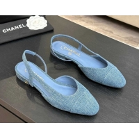 Good Quality Chanel Blue Denim Slingbacks Flat G31319 2026