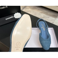 Good Quality Chanel Blue Denim Slingbacks Flat G31319 2026