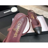 Fashion Chanel Lambskin Leather Slingbacks Flat G31319 Burgundy/Black 2026