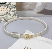 Buy Inexpensive Dior Oblique Leather Belt 2cm with Pearls CD Buckle 0108 White/Gold 2025
