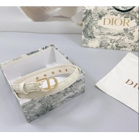 Buy Inexpensive Dior Oblique Leather Belt 2cm with Pearls CD Buckle 0108 White/Gold 2025
