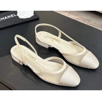 Trendy Design Chanel Mesh & Grosgrain Slingbacks Flat G31319 Ivory 2026
