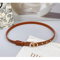 Promotional Dior Oblique Leather Belt 2cm with Pearls CD Buckle 0108 Brown/Gold 2025